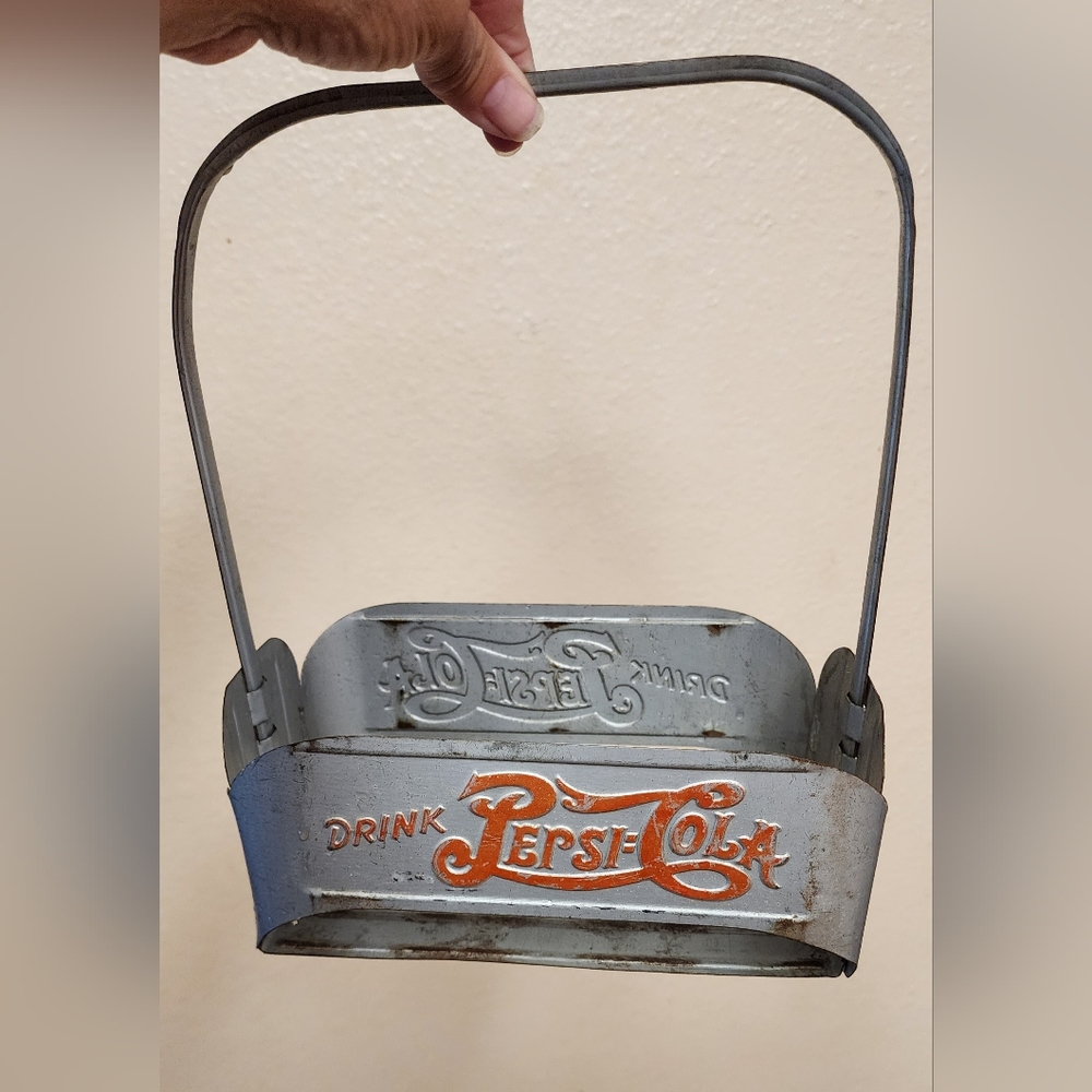 Vintage 1940's Metal Pepsi Bottle Carrier